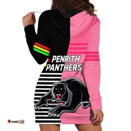 Penrith Panthers Rugby Hoodie Dress Proud The Panthers Comeback Black and Pink