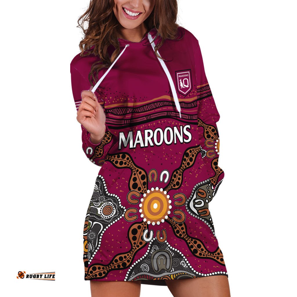 QLD Maroons Rugby Hoodie Dress Queensland Aboriginal Origin