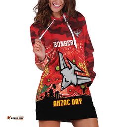 Custom Essendon Football ANZAC Hoodie Dress Gallipoli Camouflage With Poppies