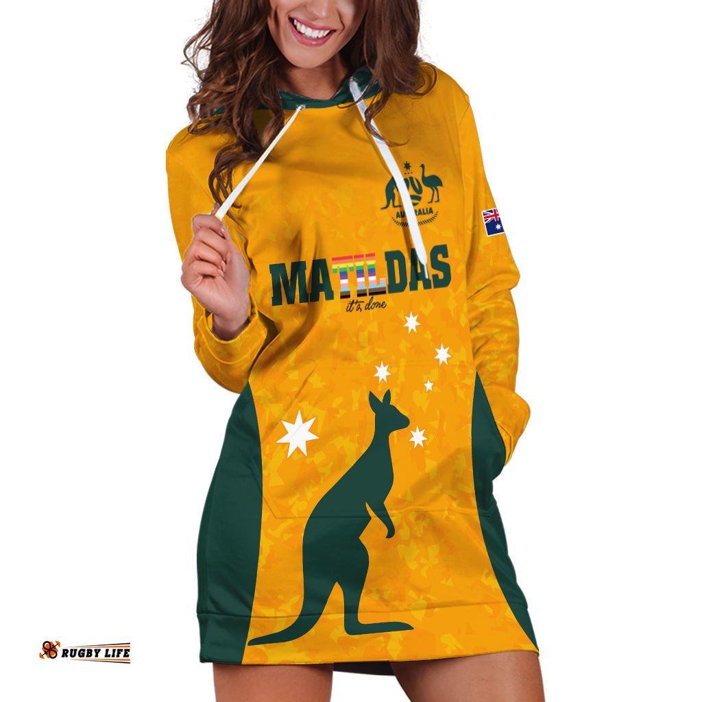 Custom Australia Matildas Pride With Kangaroo Hoodie Dress