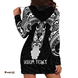 Personalised New Zealand Te Reo Maori Hoodie Dress Kia Kaha Maori Language Week Black Style