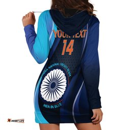 Custom India Cricket Hoodie Dress 2024 World Cup Go Men in Blue