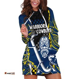 Custom Text And Number NRL Combine Warriors and Cowboys Hoodie Dress Maori mixed Aboriginal
