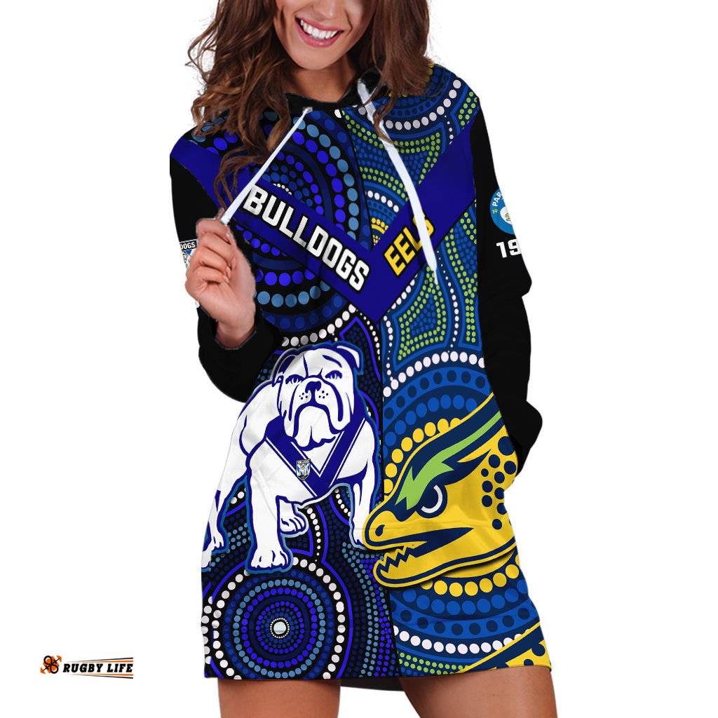 Bulldogs Mix Parramatta Eels Rugby Hoodie Dress Aboriginal Version