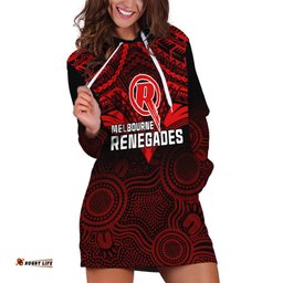 Melbourne Renegades Cricket Hoodie Dress Unique Indigenous Art Mix Polynesian Pattern