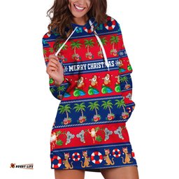 Personalised Australia Christmas Hoodie Dress Aussie Santa Claus Beach Xmas Vibes