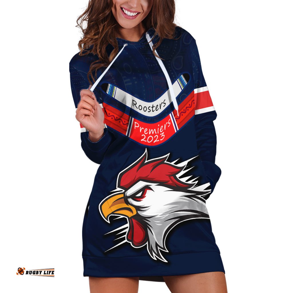 Custom Roosters Permier Hoodie Dress NRL Mascot with Aboriginal
