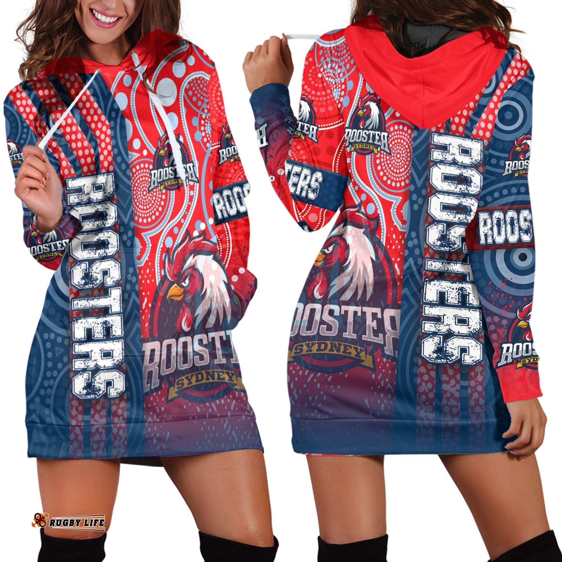 Vibe Hoodie Clothing Sydney Roosters Sporty Style Hoodie Dress