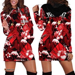 Custom Personalised Dolphins Rugby Hoodie Dress Fashion Tropical Jungle Flowers