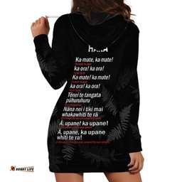 New Zealand Haka Rugby Hoodie Dress 2024 Pacific Go Black Silver Fern