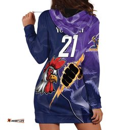 NRL Storm-Rooster Mascot Custom Hoodie Dress Cracked Metal Style
