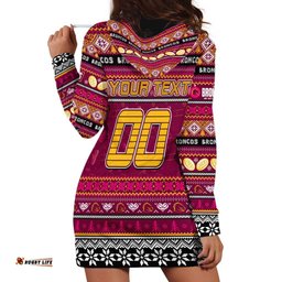 Personalized Broncos Rugby Xmas Hoodie Dress Australia NRL Mascot