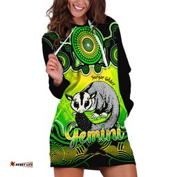 Personalised Australia Gemini Sugar Gilder Zodiac Hoodie Dress Auz Astrology Aboriginal Green