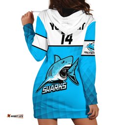 Personalised Sharks Rugby Hoodie Dress Go Sharkies Sporty Version