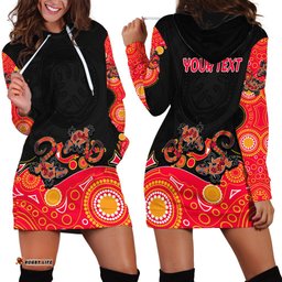 Australia Aboriginal Hoodie Dress Lizard Red