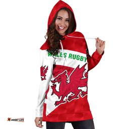 Wales Rugby Women Hoodie Dress Sporty Style