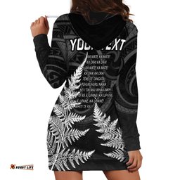 Personalised New Zealand Rugby Hoodie Dress Aotearoa Ka Mate Haka All Black Mix Ta Moko White Style