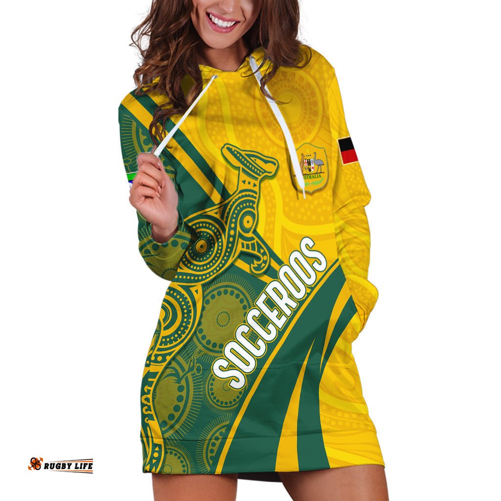 Personalised Australia Soccer Socceroos Indigenous Hoodie Dress World Cup