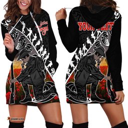 Custom Personalised Aotearoa ANZAC Day Hoodie Dress Maori Fern With PoppyVibe