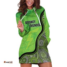 Custom Sydney Thunder Hoodie Dress Indigenous Art Grunge Style