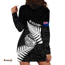 Aotearoa Rugby Hoodie Dress Go Black Fern Pacific NZ Maori