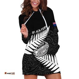 Aotearoa Rugby Hoodie Dress Go Black Fern Pacific NZ Maori