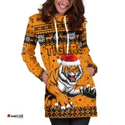 Wests Christmas Women's Hoodie Dress Tigers Unique Vibes Orange
