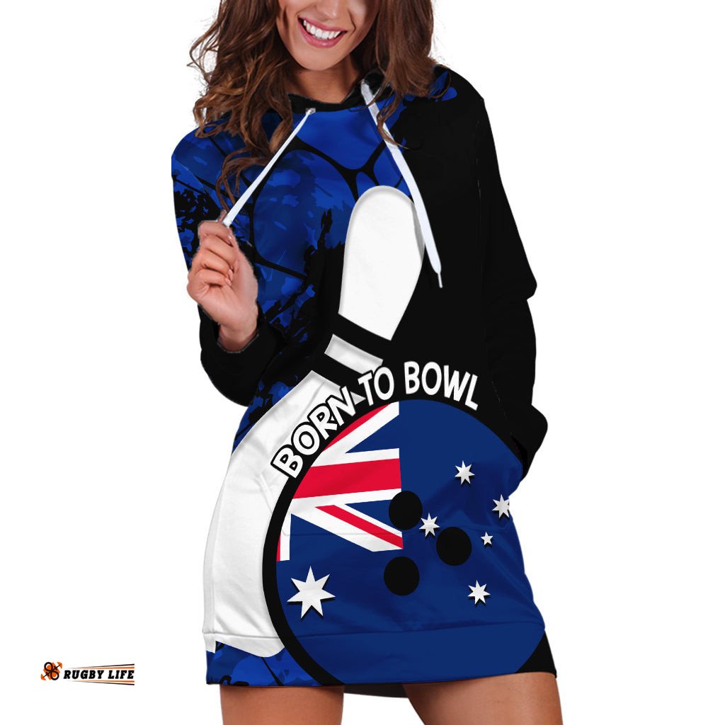 Personalised Australia Bowling Born To Bowl Hoodie Dress Grunge Style