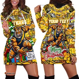 Custom Richmond Tigers Football Merry Christmas Hoodie Dress Indigenous Australian Art