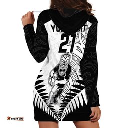 Custom New Zealand Rugby Hoodie Dress Proud Aoteroa Stylised Maori Koru