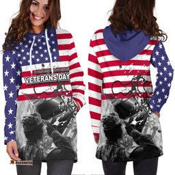 Veterans Day Hoodie Dress Flag
