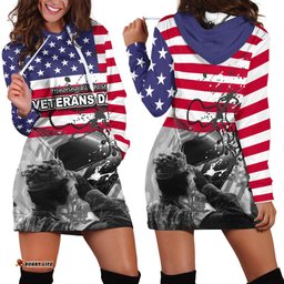 Veterans Day Hoodie Dress Flag