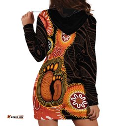 Australia Mothers Day Hoodie Dress Mom And Baby Footprint Indigenous