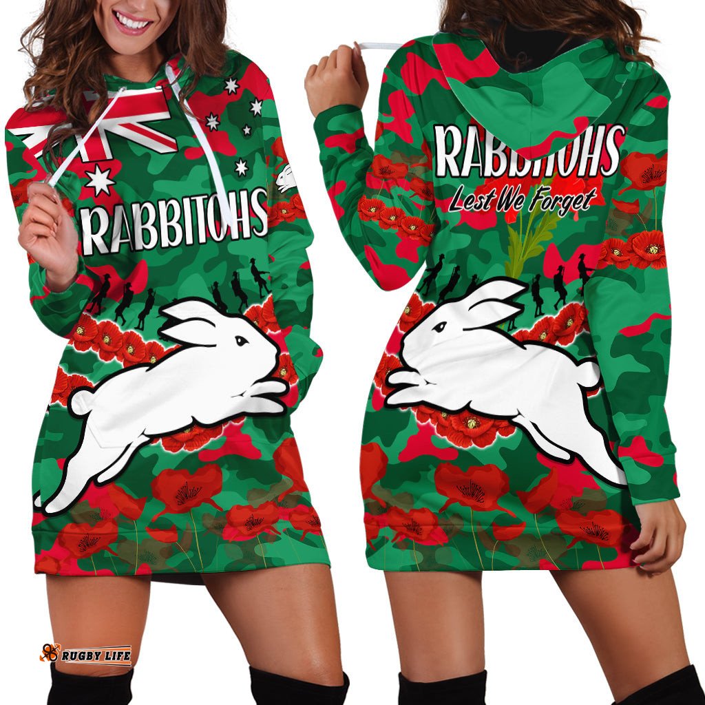 Rabbitohs Rugby ANZAC Hoodie Dress Lest We Forget