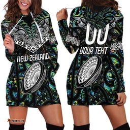 Custom New Zealand Hoodie Dress Maori Rugby Tattoo Papua Shell
