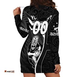 Custom New Zealand Aotearoa Rugby Hoodie Dress Black Fern Maori Tribal Sporty Style