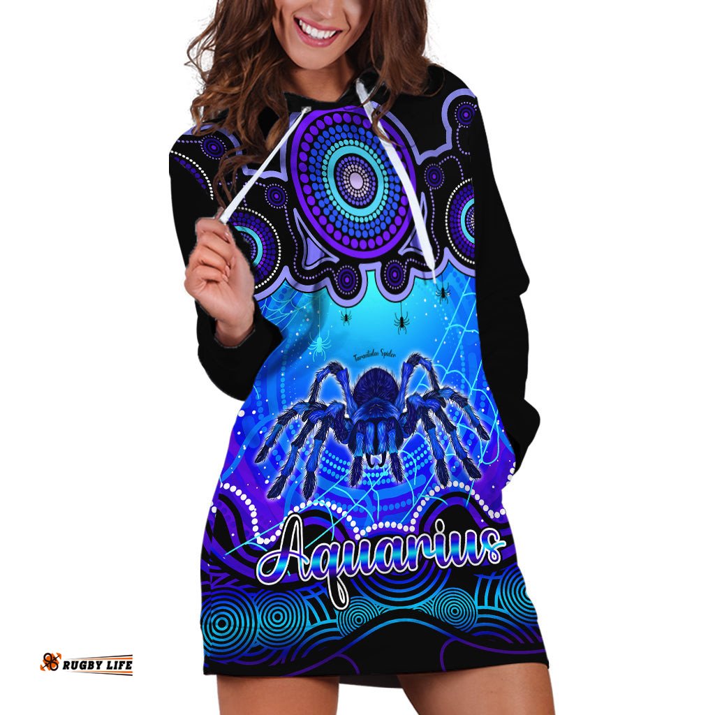Personalised Australia Scorpio Tarantulas Spider Zodiac Hoodie Dress Auz Astrology Aboriginal Blue