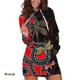 Aboriginal Dragonfly Hoodie Dress Red Style