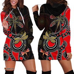 Aboriginal Dragonfly Hoodie Dress Red Style