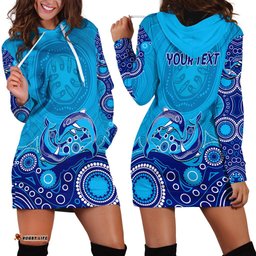 Australia Aboriginal Hoodie Dress Dolphin Light Blue