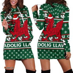 Wales Merry Christmas Hoodie Dress