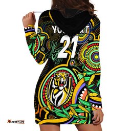 Custom Richmond Football Aboriginal Art Hoodie Dress NAIDOC Indigenous Tribal