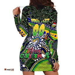 Merry Christmas Eels Hoodie Dress Aboriginal Santa Rugby Mascot Parramatta