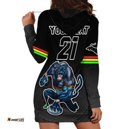 Custom Panthers Premier Hoodie Dress Mascot with NRL Trophy Black Version