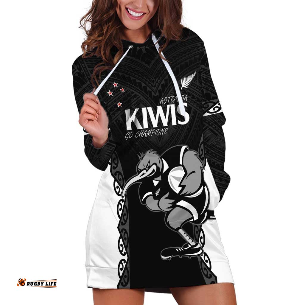 Aotearoa Rugby Custom Hoodie Dress Maori Kiwi Mascot Style
