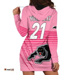 Custom Text And Number Penrith Panthers Rugby Hoodie Dress Authentic Permiers Pink Version