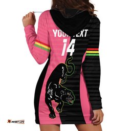 Custom Panthers Rugby Hoodie Dress Black Pink Color Sporty Style