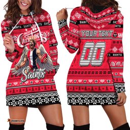Personalized Saints Football Xmas Hoodie Dress Australia AFL Mascot
