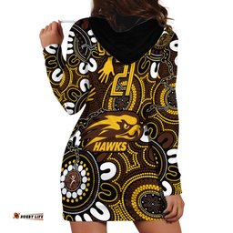 Custom Hawthorn NAIDOC Week 2024 Hoodie Dress Fire Burning Aboriginal Dots Art