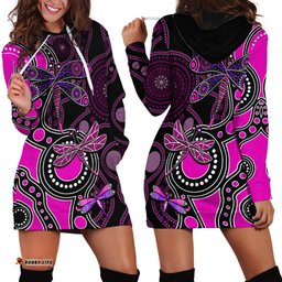 Aboriginal Dragonfly Hoodie Dress Pink Style